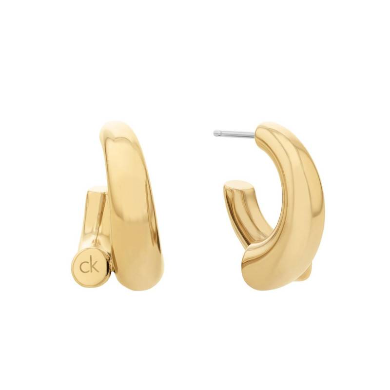 Gold-Tone Steel CK Spiral Hoop Earrings - 35000765 - Calvin Klein