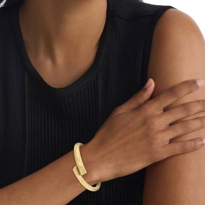 Gold-Tone Steel CK Spiral Bangle Bracelet, 17,50 cm - 35000763 - Calvin Klein