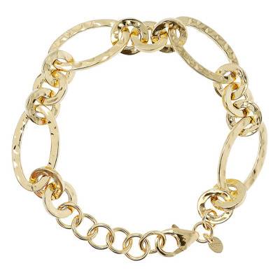 Wide Yellow Gold-Plated Jersey Bracelet, Length 19,50 cm to 22 cm - Etrusca Gioielli