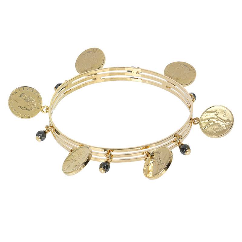 Gold-Plated & Hematite Charm Bracelet - Etrusca Gioielli