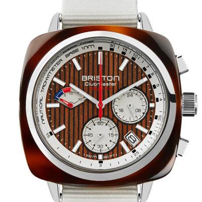Clubmaster Regatta Chrono Date Walnut Wood Watch 251542.SA.T.2W.NW - Briston