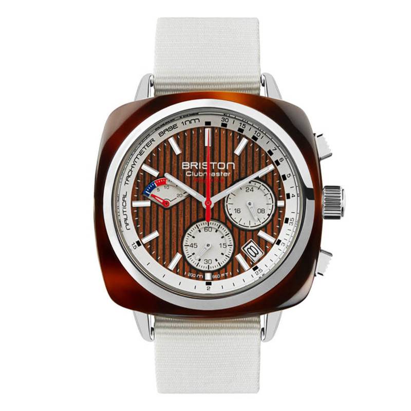 Clubmaster Regatta Chrono Date Walnut Wood Watch 251542.SA.T.2W.NW - Briston