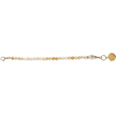 Bracelet fantaisie plaqué or citrine, Longueur 19,5 cm - Etrusca Gioielli