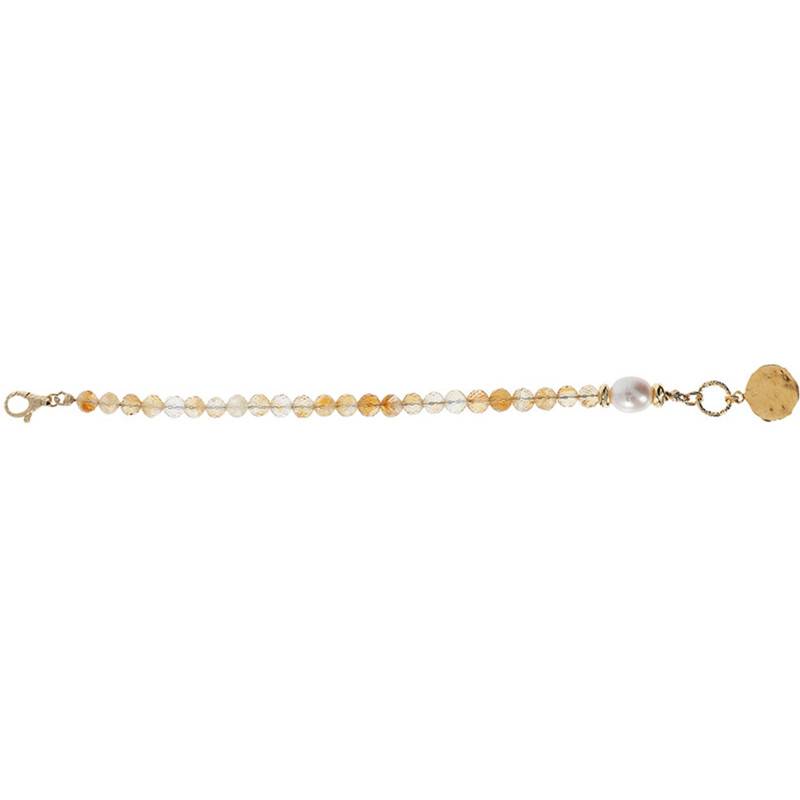 Yellow Gold-Plated Fantasy Bracelet & Citrine, Length 19,5 cm - Etrusca Gioielli