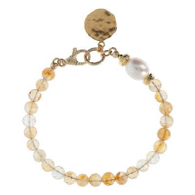 Bracelet fantaisie plaqué or citrine, Longueur 19,5 cm - Etrusca Gioielli