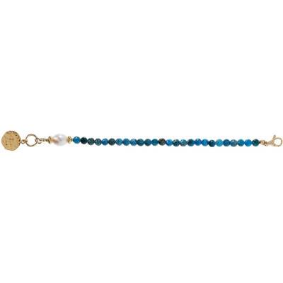 Bracelet fantaisie or pierres apatite, Longueur 19,5 cm - Etrusca Gioielli