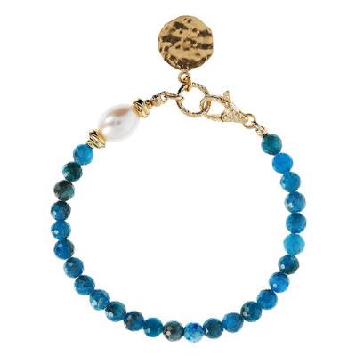 Bracelet fantaisie or pierres apatite, Longueur 19,5 cm - Etrusca Gioielli