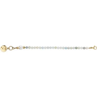 Bracelet fantaisie plaqué or pierres quartz bleu, Longueur 19,5 cm - Etrusca Gioielli