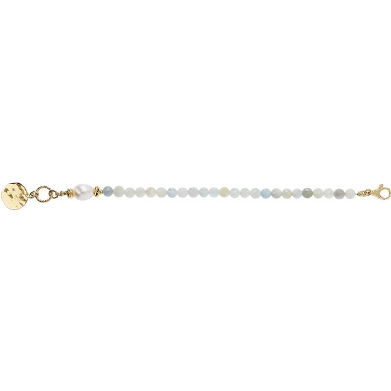 Yellow Gold-Plated Fantasy Bracelet & Blue Quartz Stones, Length 19,5 cm - Etrusca Gioielli
