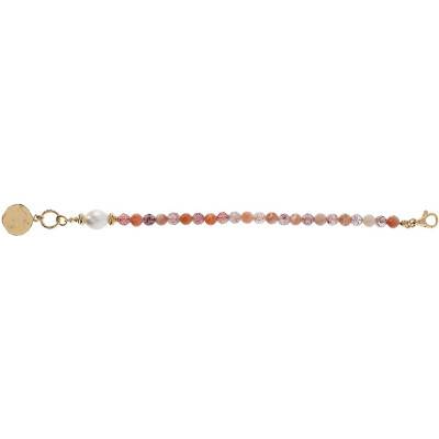 Bracelet fantaisie or quartz rouge, Longueur 19,5 cm - Etrusca Gioielli