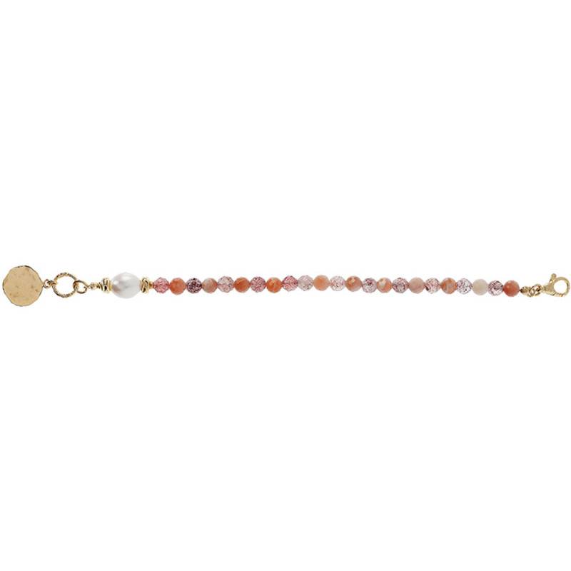 Gold-Plated Fantasy Bracelet & Red Quartz, Length 19,5 cm - Etrusca Gioielli