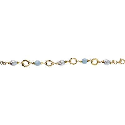Yellow Gold-Plated & Jade Quartz Bracelet, Adjustable Length 21 cm - Etrusca Gioielli