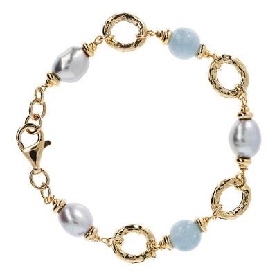 Yellow Gold-Plated & Jade Quartz Bracelet, Adjustable Length 21 cm - Etrusca Gioielli