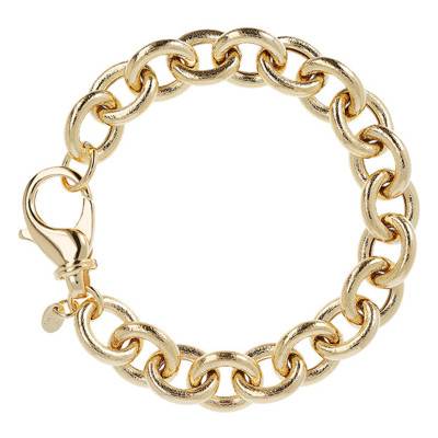 Yellow Gold-Plated Cylindrical Link Bracelet, Length 20 cm - Etrusca Gioielli