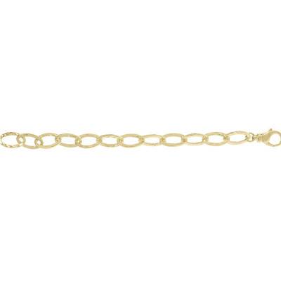 Bracelet plaqué or long chaîne martelée, Longueur ajustable 20 cm - Etrusca Gioielli