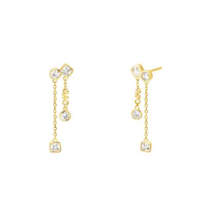 Kors Brillance Yellow Gold-Plated Silver & White Cubic Zirconia Drop Earrings - Michael Kors
