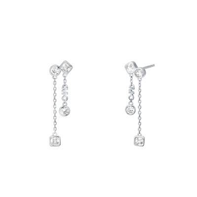 Kors Brilliance 925 Silver & White Cubic Zirconia Drop Earrings - Michael Kors
