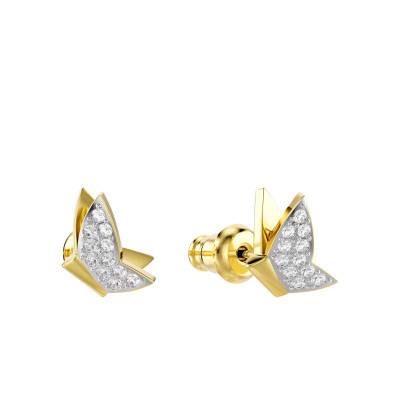 Boucles d'oreilles Papillon Idyllia Lilia Métal Doré & Cristaux Blancs - 5736070 - Swarovski