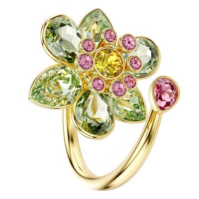 Idyllia Gold-Toned Metal & Multicolor Crystals Open Flower Ring - 5720297 - Swarovski