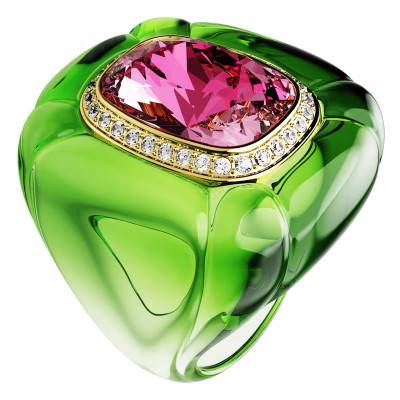 Bague Cocktail Dulcis Métal Doré, Résine Verte & Cristaux Bicolores - 5709969 - Swarovski