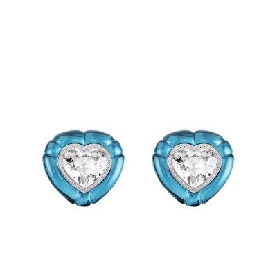 Boucles d'oreilles Dulcis Coeur Métal Rhodié, Résine Bleue & Cristaux Blancs - 5714385 - Swarovski