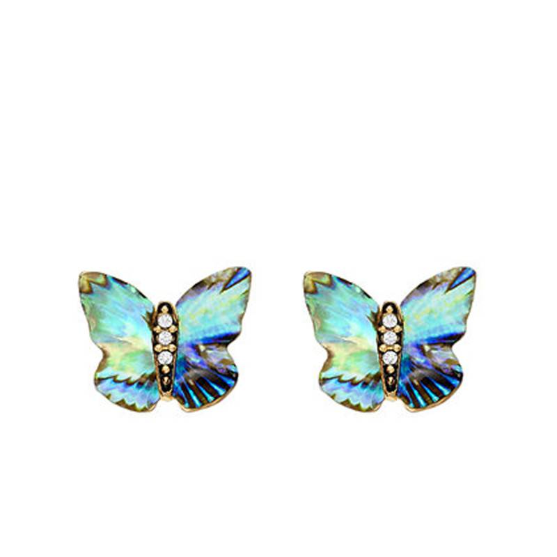 Sutton Blue Butterfly Steel Stud Earrings - Fossil