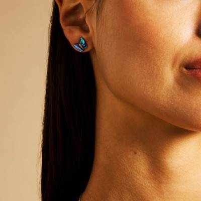 Sutton Blue Butterfly Steel Stud Earrings - Fossil