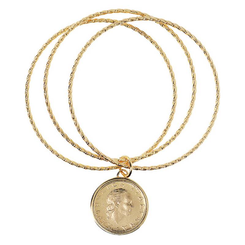 Yellow Gold-Plated Multi-Strand Coin Bracelet - Etrusca Gioielli