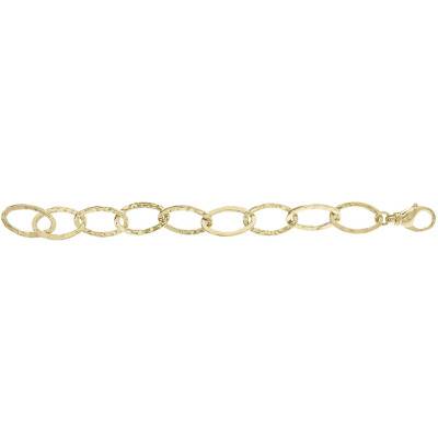Yellow Gold-Plated Hammered Chain Bracelet, Adjustable Length 19.5 cm to 22 cm - Etrusca Gioielli