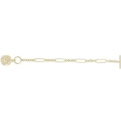 18K Yellow Gold-Plated Coin T-Bar Bracelet, 20,30 cm Length - Etrusca Gioielli