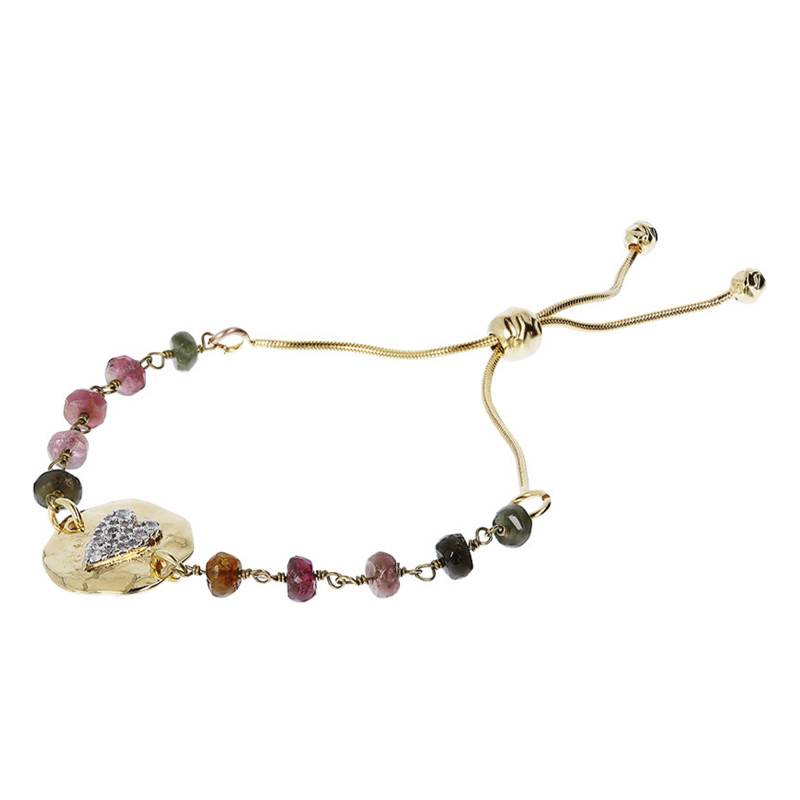 Yellow Gold-Plated Bracelet with Tourmaline & Cubic Zirconia Cubes - Etrusca Gioielli