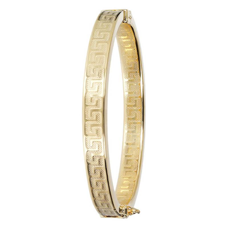 Yellow 18K Gold-Plated Rigid Bangle with Greek Inscriptions, 52 mm x 62 mm - Etrusca Gioielli