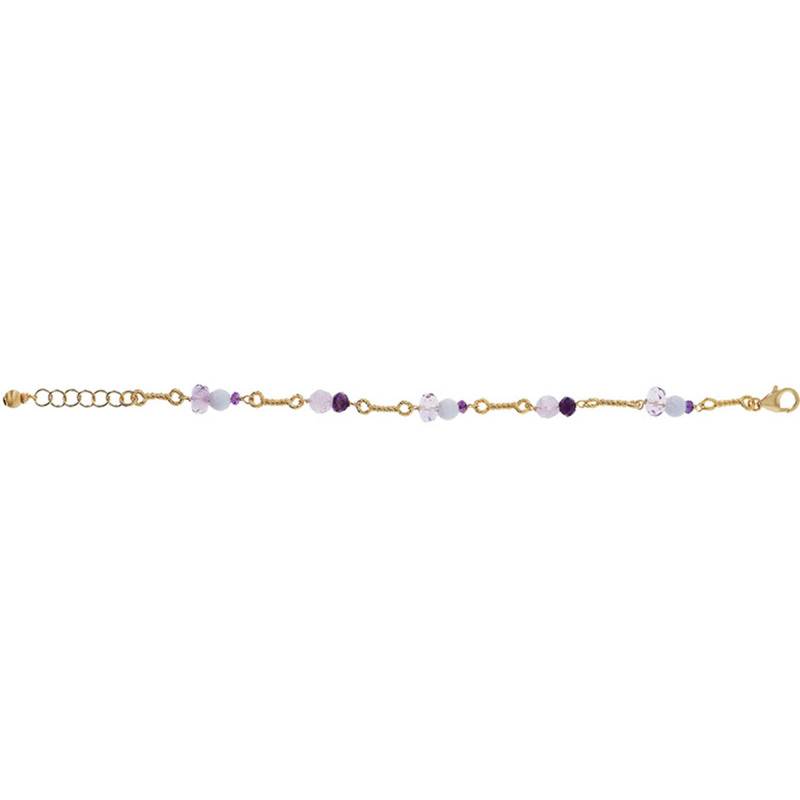 Yellow Gold-Plated & Blue Agate and Amethyst Bracelet - Etrusca Gioielli