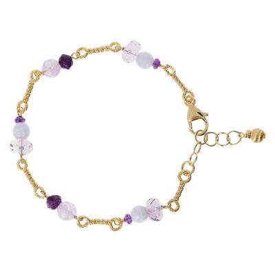 Yellow Gold-Plated & Blue Agate and Amethyst Bracelet - Etrusca Gioielli