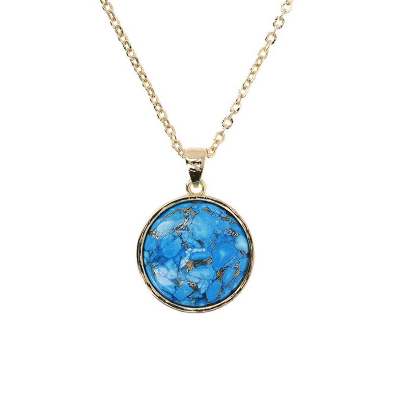 Yellow Gold-Plated Turquoise Necklace, Length 61 cm - Etrusca Gioielli