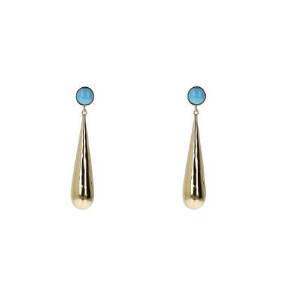 Boucles d'oreilles plaqué or goutte pierre turquoise - Etrusca Gioielli