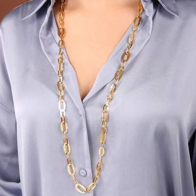 750/1000 Yellow Gold-Plated Hammered Dune Chain, Length 47 cm - Etrusca Gioielli