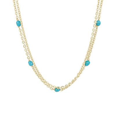 Gold-Plated Yellow & Turquoise Necklace, 73 cm - Etrusca Gioielli