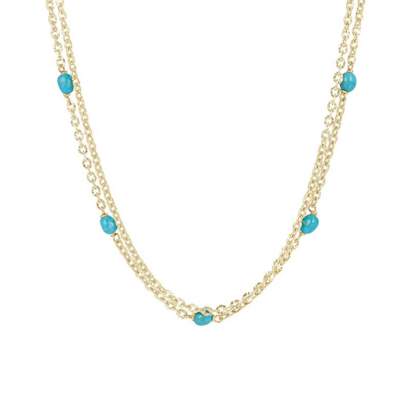 Gold-Plated Yellow & Turquoise Necklace, 73 cm - Etrusca Gioielli