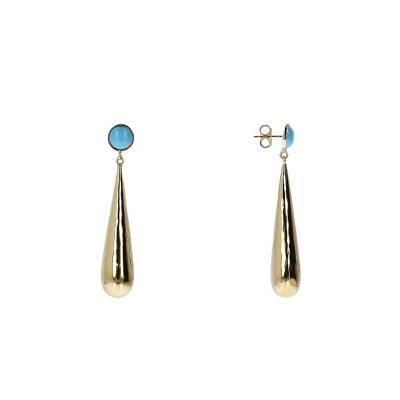 Boucles d'oreilles plaqué or goutte pierre turquoise - Etrusca Gioielli