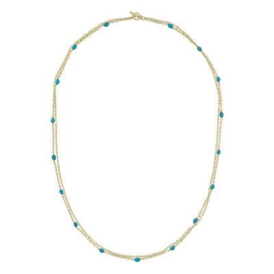 Gold-Plated Yellow & Turquoise Necklace, 73 cm - Etrusca Gioielli