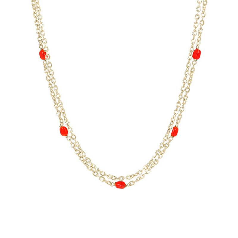 Gold-Plated Yellow & Red Coral Necklace, 73 cm - Etrusca Gioielli