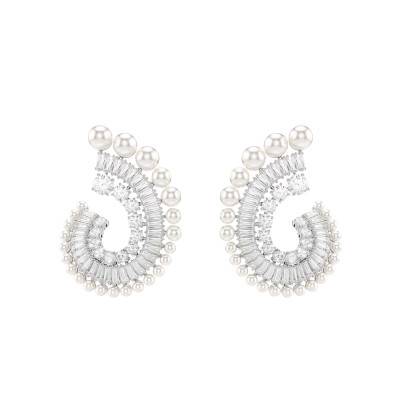 Ariana Grande x Swarovski Rhodium-Plated Metal & White Crystals and Pearls Earrings - 5720869 - Swarovski