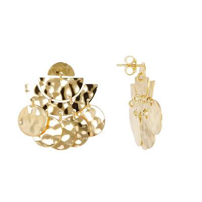 Boucles d'oreilles plaqué or pendantes demi-lunes & cercles - Etrusca Gioielli