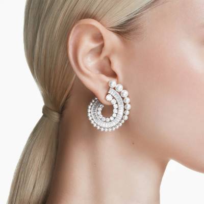 Ariana Grande x Swarovski Rhodium-Plated Metal & White Crystals and Pearls Earrings - 5720869 - Swarovski