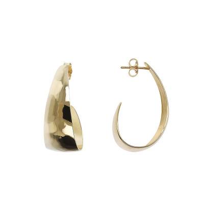 Boucles d'oreilles plaqué or doubles cercles martelés frisés - Etrusca Gioielli