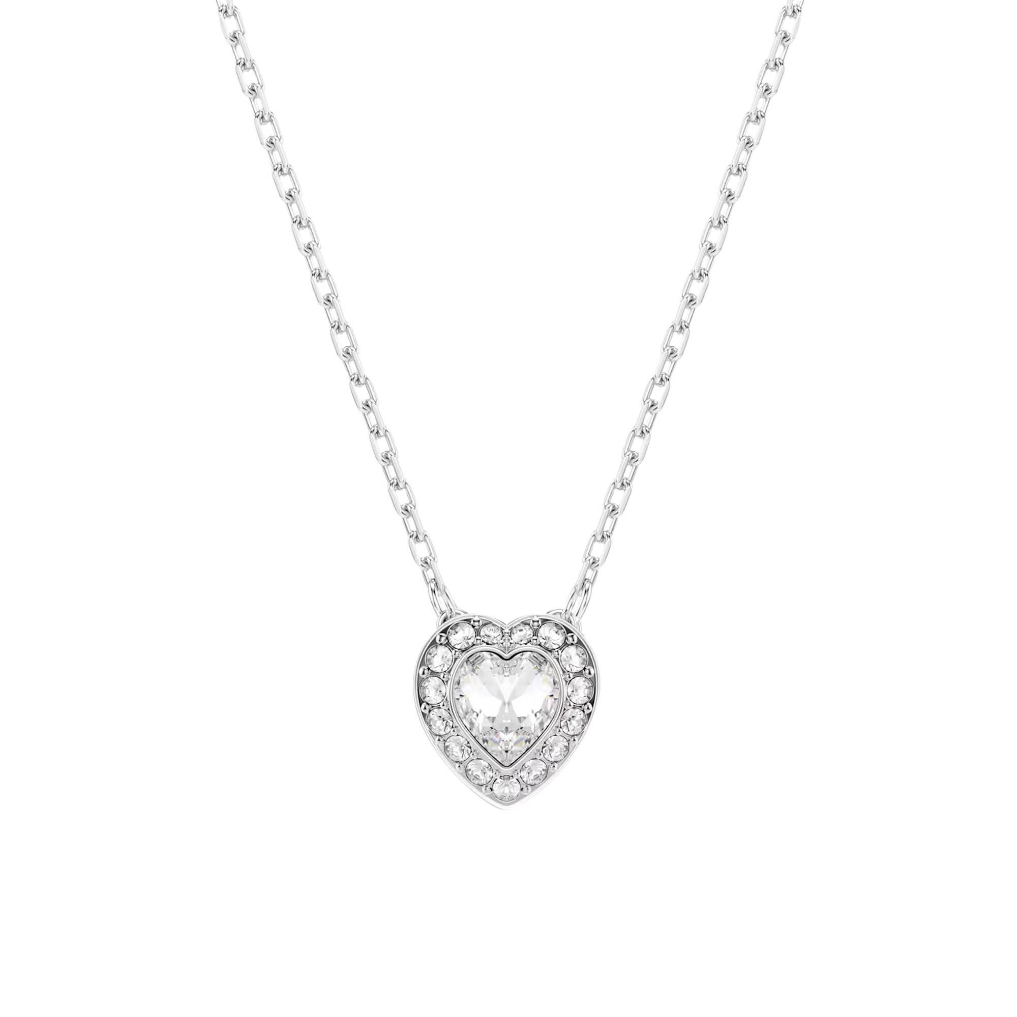 Collier Amour Cristal & Strass Blanc - Métal Argenté Sans Nickel, Neuf Avec Étiquettes