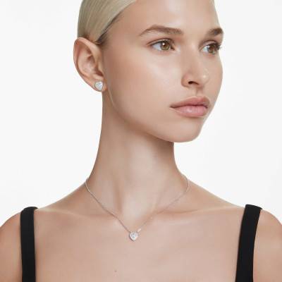 Ariana Grande x Swarovski Rhodium-Plated Metal & White Crystals Heart Necklace, Length 38 cm to 45 cm - 5720852 - Swarovski