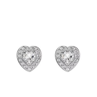 Ariana Grande x Swarovski Rhodium-Plated Metal & White Crystals Heart Stud Earrings - 5720859 - Swarovski