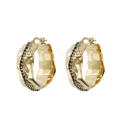 Boucles d'oreilles rim plaqué or spinelle noire - Etrusca Gioielli